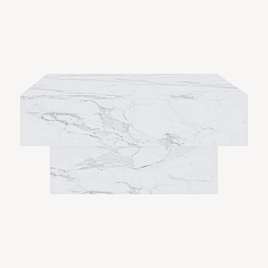 Tavolino Centrale Lens da Salotto con Piano Scorrevole 80 x 60 x 36 cm - Effetto Marmo Bianco [en.casa] - Image 5