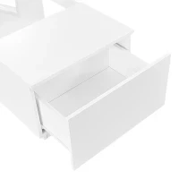 Tavolino da caffè bianco con rivestimento in vetro, illuminazione LED, controllo tramite app, 2 cassetti e 1 vano aperto, 100×50×35,5 cm, Bianco - Image 6