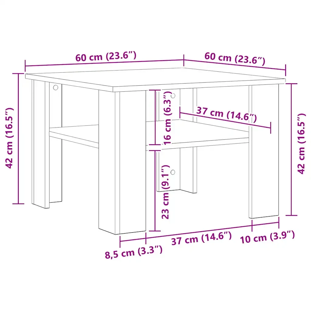 Tavolino da Salotto Bianco Lucido 60x60x42 cm Legno Multistrato 800213 - Image 5