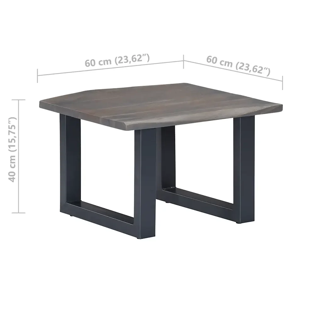 Tavolino da Salotto con Bordi Vivi 60x60x40 cm Massello Acacia 247827 - Image 7