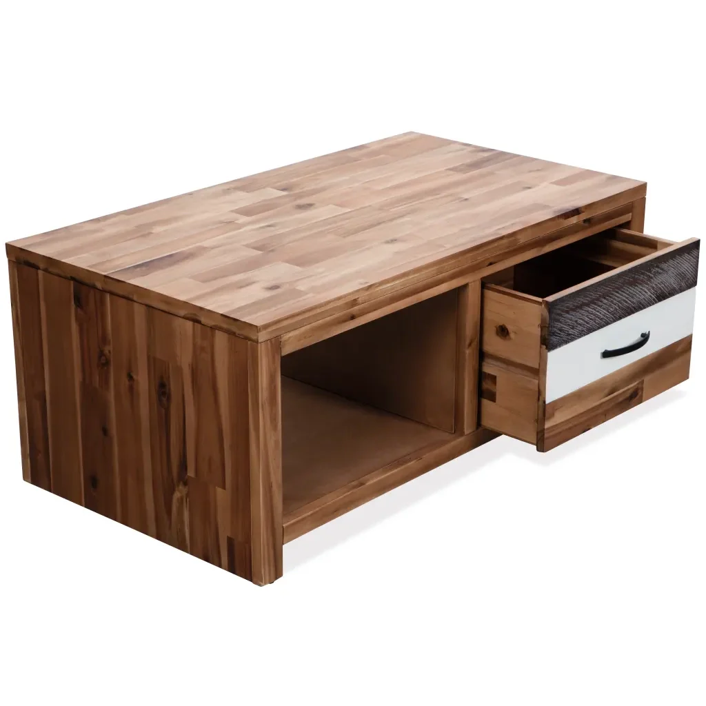 Tavolino da Salotto in Legno Massello d'Acacia 90x50x37,5 cm 246043 - Image 3