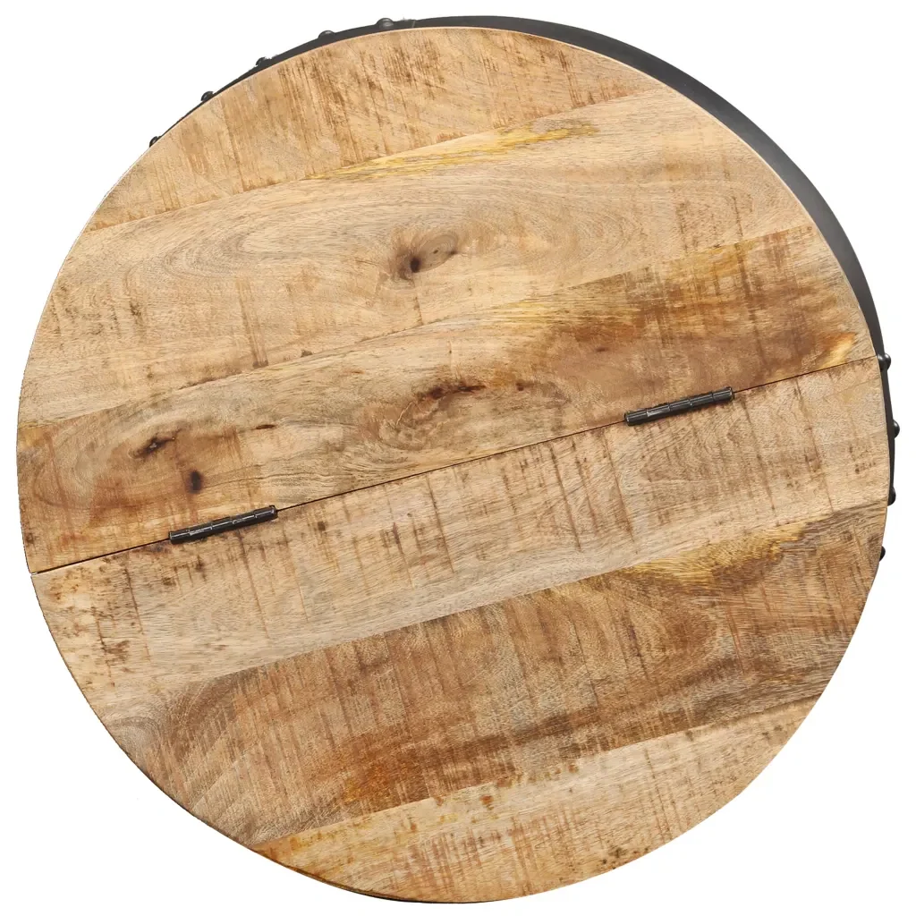 Tavolino da Salotto Rotondo 53x43 cm in Legno Massello di Mango 287484 - Image 5