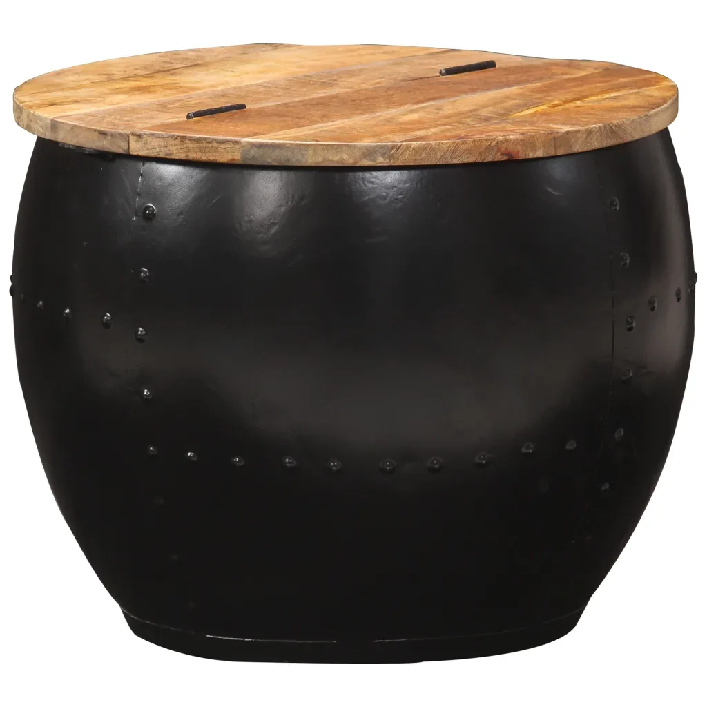 Tavolino da Salotto Rotondo 53x43 cm in Legno Massello di Mango 287484 - Image 8