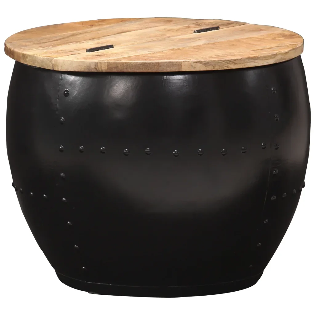 Tavolino da Salotto Rotondo 53x43 cm in Legno Massello di Mango 287484 - Image 9
