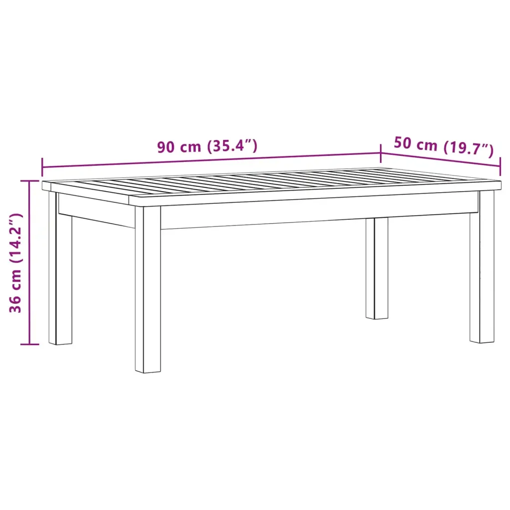 Tavolino da salotto Acacia chiaro 90 x 50 x 36 cm - Image 7