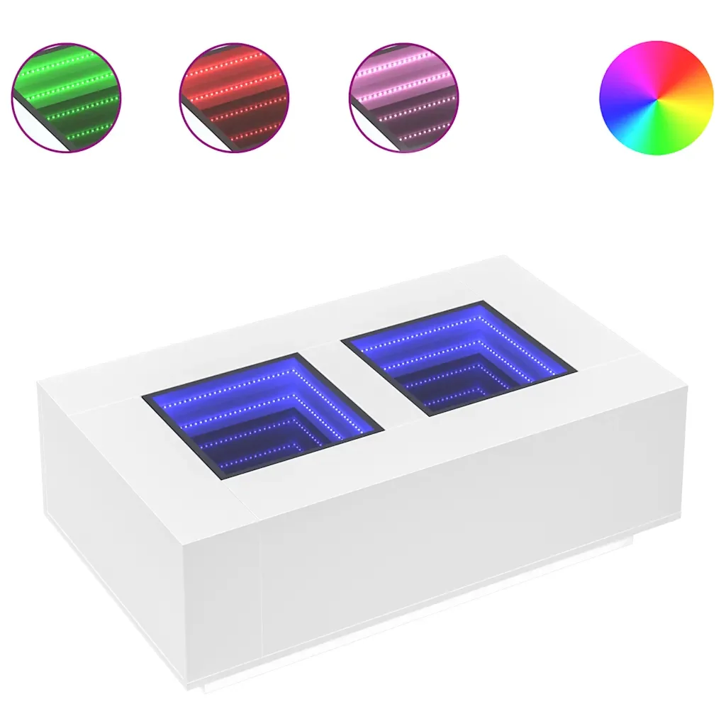 Tavolino da Salotto con LED Infinity Bianco 116x69x40 cm 3284056 - Image 2