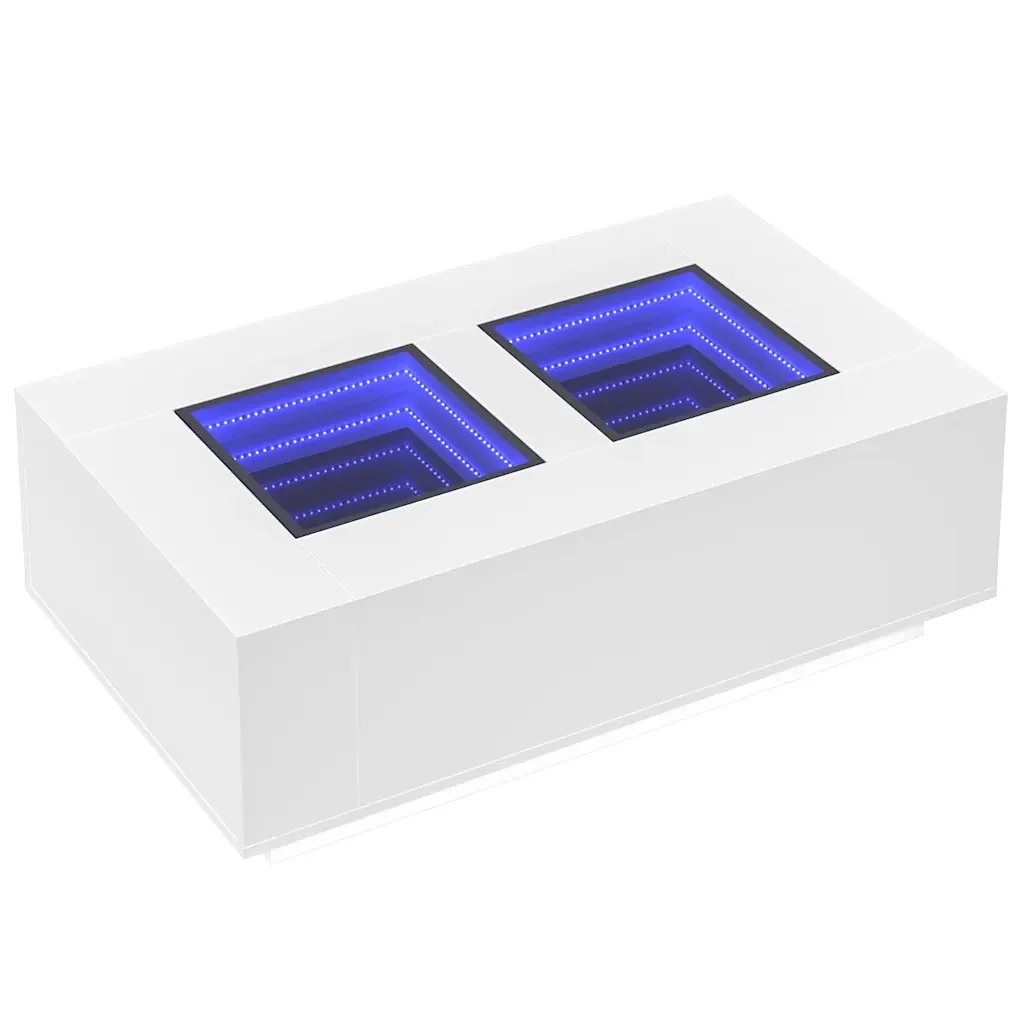 Tavolino da Salotto con LED Infinity Bianco 116x69x40 cm 3284056 - Image 3