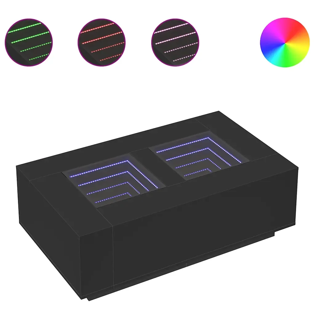 Tavolino da Salotto con LED Infinity Nero 116x69x40 cm 3284057 - Image 2