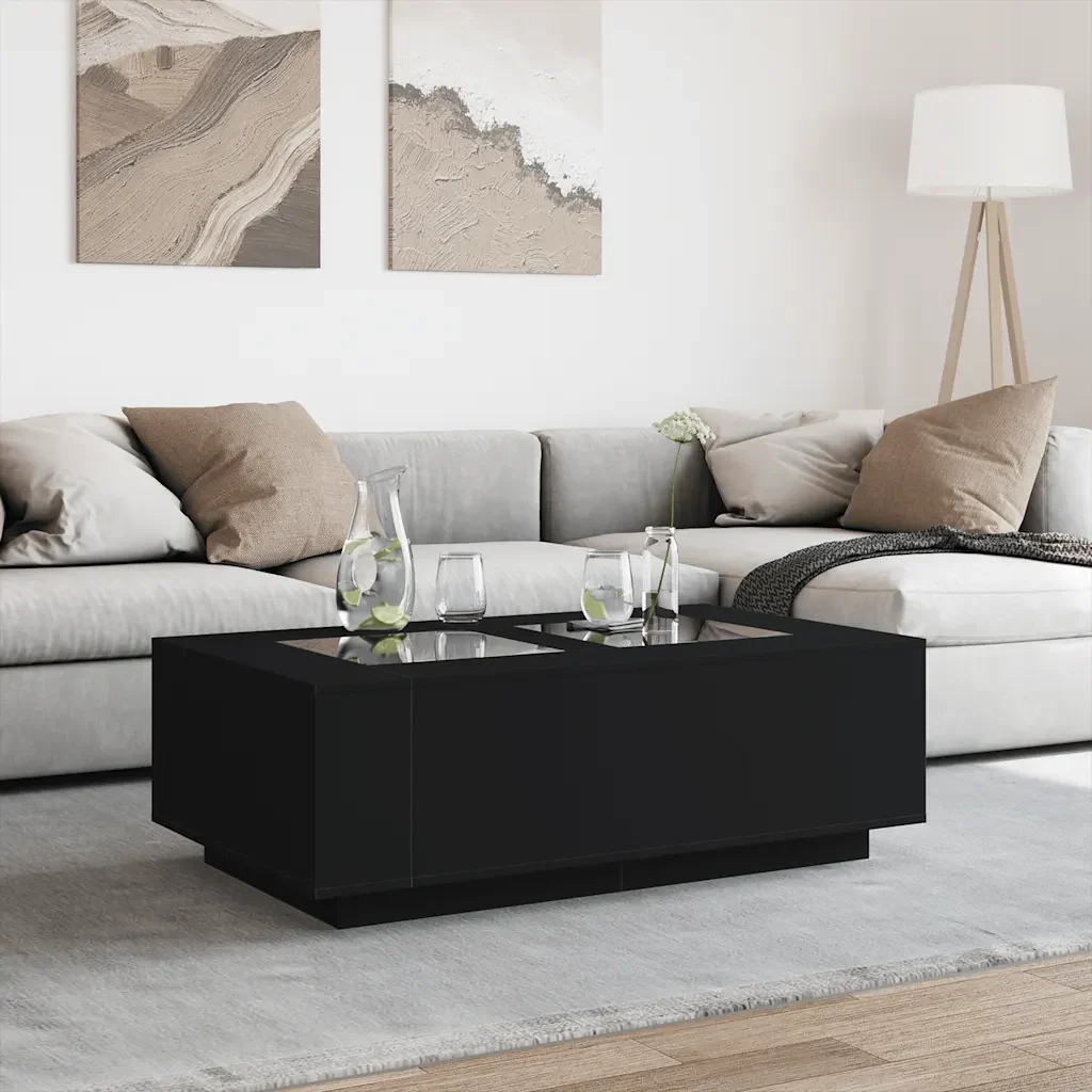 Tavolino da Salotto con LED Infinity Nero 116x69x40 cm 3284057 - Image 4
