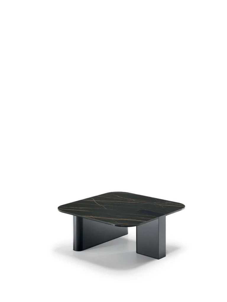 Tavolino da salotto Lock 70x70 cm con piano in marmo nero portoro e struttura in metallo verniciato nero - Stones - Image 2