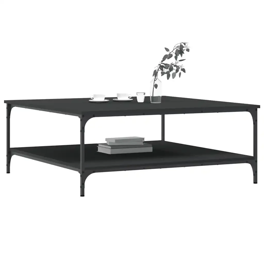 Tavolino da Salotto Nero 100x100x40 cm in Legno Multistrato 832843 - Image 3