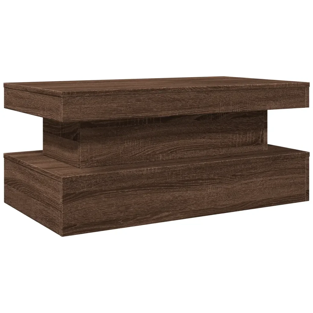 Tavolino da Soggiorno con Luci LED Rovere Marrone 90x50x40 cmcod mxl 113315 - Image 3