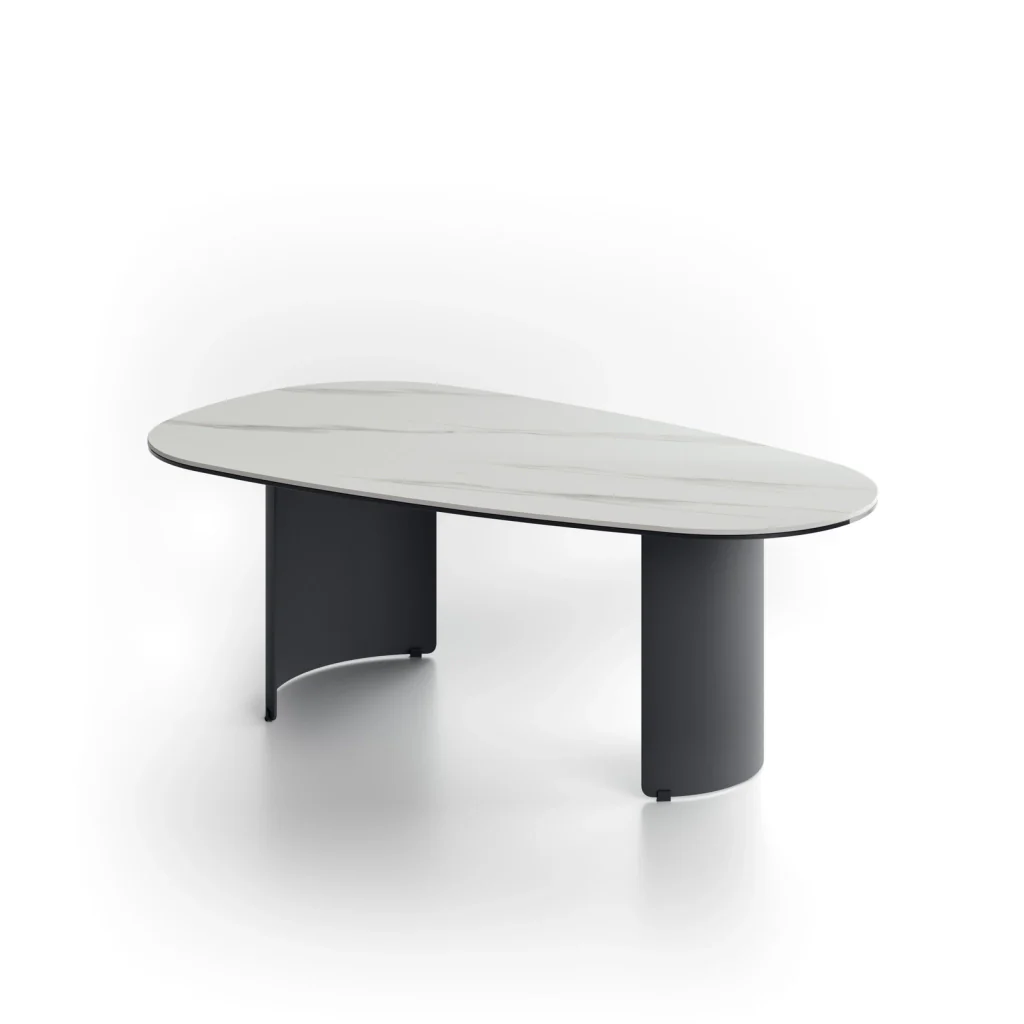 Tavolino Dolmen con top in ceramica su vetro e struttura in metallo antracite - Stones - Image 2