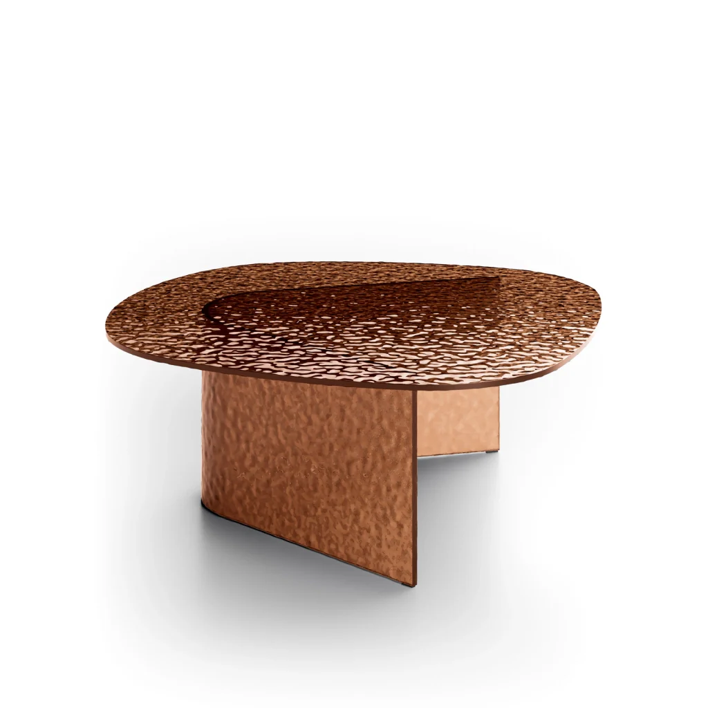 Tavolino Fold big in vetro martellato color bronzo con struttura in vetro - Stones - Image 2
