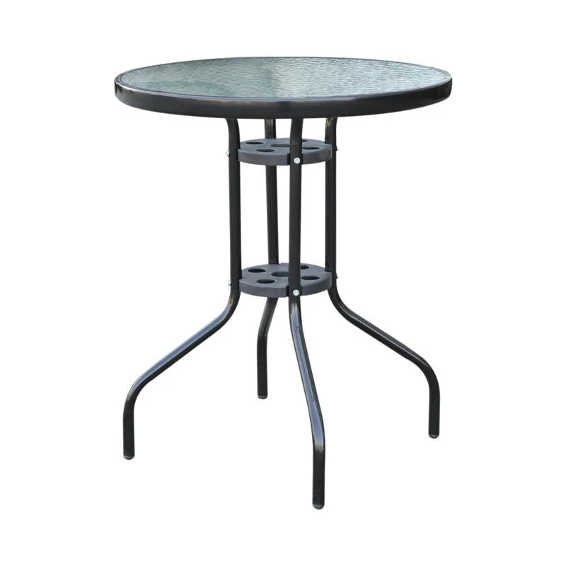 TAVOLINO IN FERRO ROTONDO CON PIANO IN VETRO TEMPERATO 60 X 70 CM NERO - Image 6
