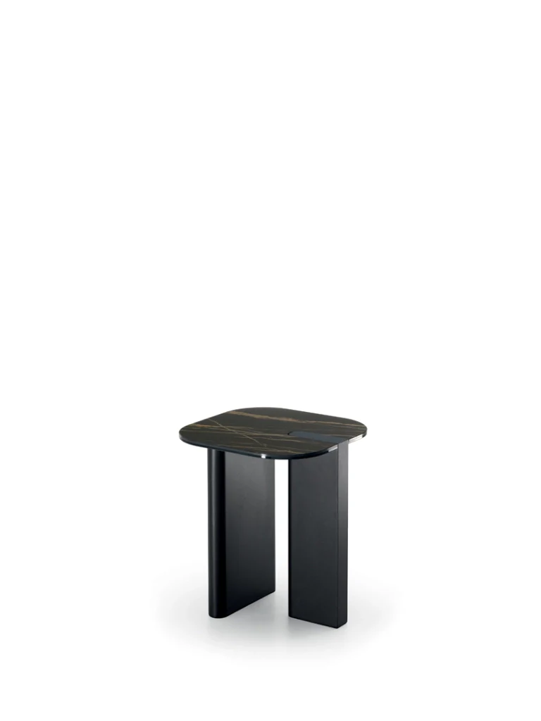 Tavolino Key - Tavolino moderno con top ceramica su vetro marmo nero portoro e struttura in metallo nero - Stones - Image 2