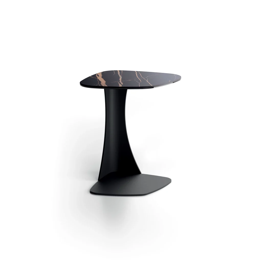 Tavolino Menhir - Tavolino con top in ceramica su vetro marmo nero portoro e struttura in metallo verniciato nero - Stones - Image 2