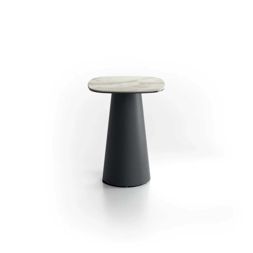 Tavolino Pillar Small con top in ceramica marmo bianco e struttura in metallo antracite - Design contemporaneo - Stones - Image 2