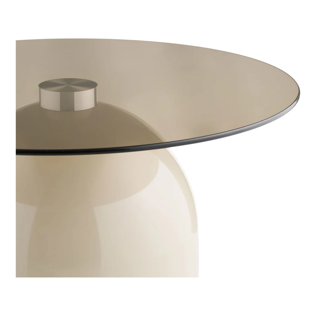 Tavolino da salotto Ravello in vetro temperato e metallo grigio/beige ø70 cm - Image 3