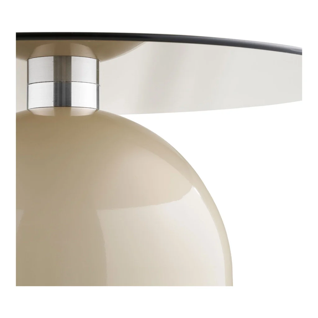 Tavolino da salotto Ravello in vetro temperato e metallo grigio/beige ø70 cm - Image 4