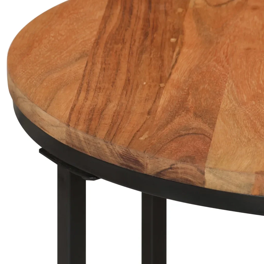 Tavolino Salotto 45x45x35cm in Legno Massello di Acacia e Ferro 372740 - Image 3
