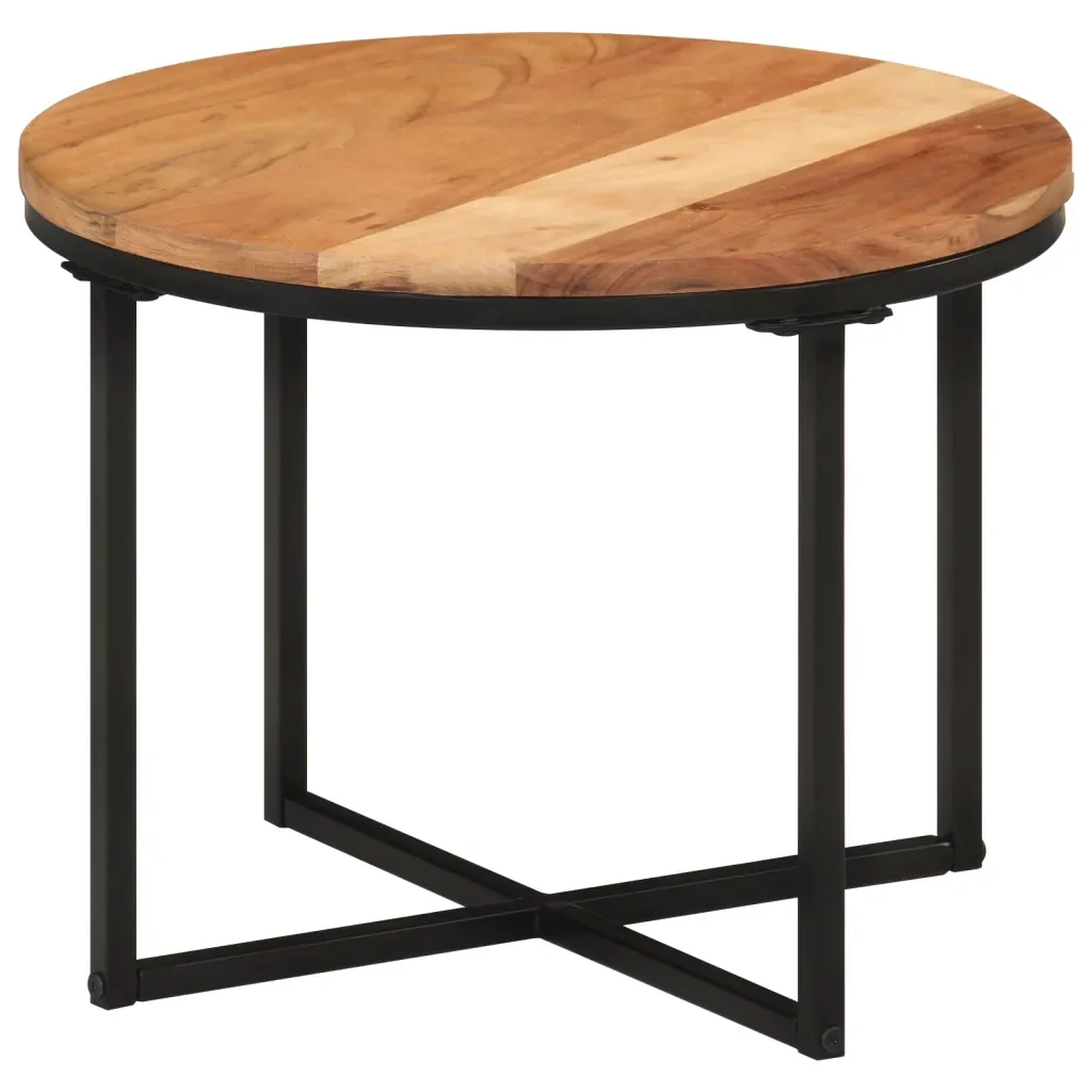 Tavolino Salotto 45x45x35cm in Legno Massello di Acacia e Ferro 372740 - Image 7
