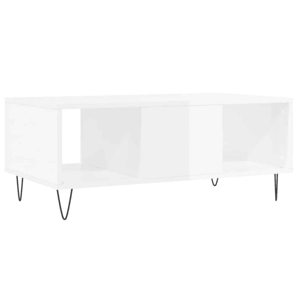 Tavolino Salotto Bianco Lucido 90x50x36,5 cm Legno Multistrato 830590 - Image 8