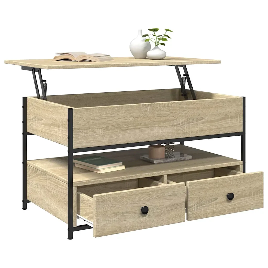 Tavolino Salotto Rovere Sonoma 85x50x50 cm Multistrato Metallo 845387 - Image 4