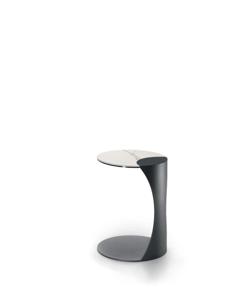 Tavolino Tee con top in ceramica su vetro marmo bianco e struttura in metallo verniciato antracite - Stones - Image 2