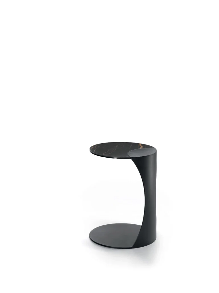 Tavolino Tee con top in ceramica su vetro marmo nero Portoro e struttura in metallo verniciato nero - Stones - Image 2