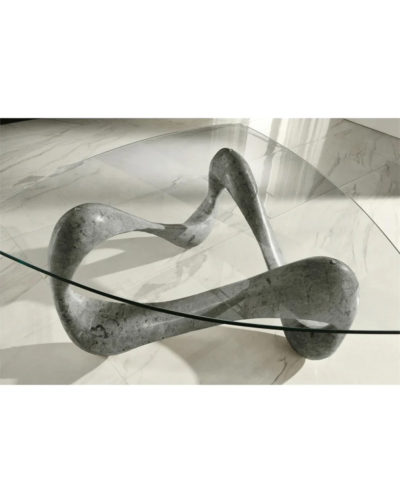 Tavolino trasparente-grigio 100 cm x 100 cm H. 42.5 cm - Image 4