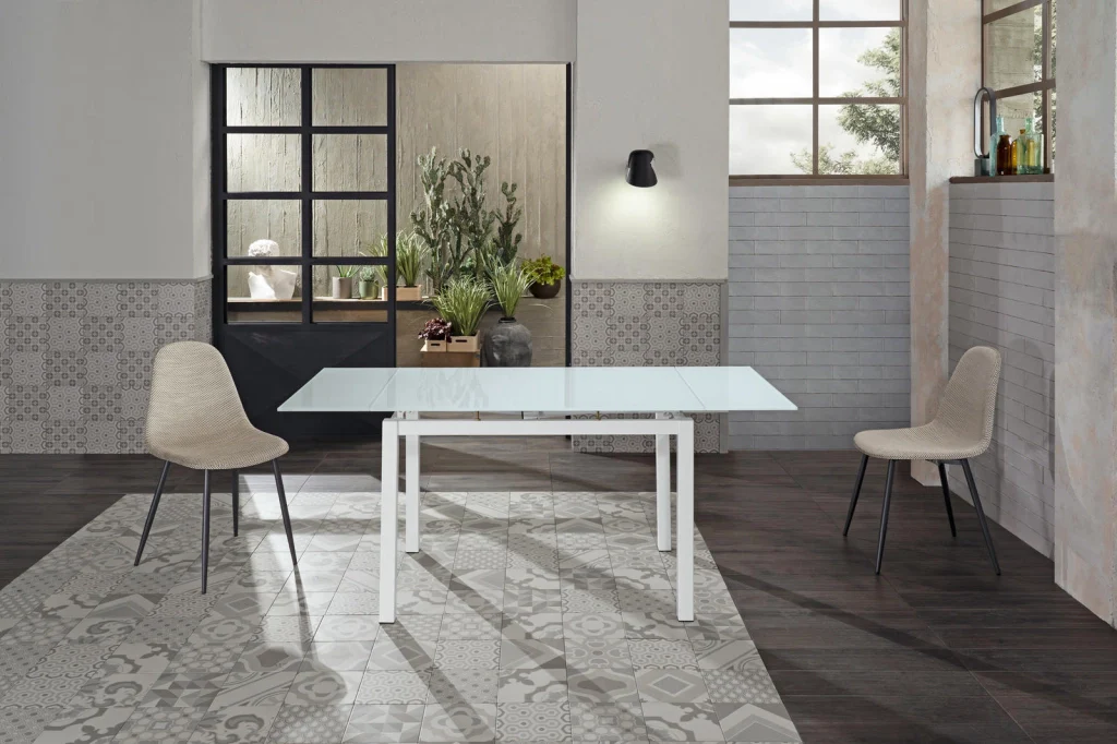 Baud - Tavolo Allungabile (110/170 x 75 cm) in Vetro Temperato Bianco - Image 6