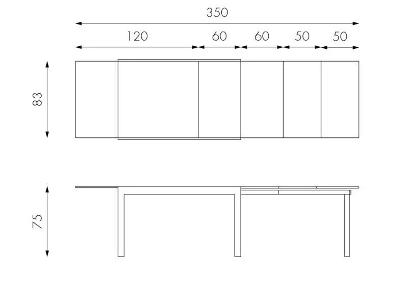 Tavolo Allungabile 120/350x83x75 cm in Metallo con Top in Vetro Bianco - Image 4