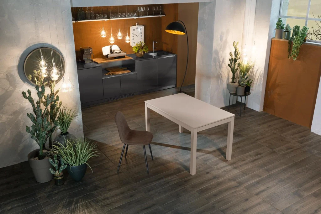 Tavolo Allungabile 130/210x80x76 cm in Legno Top in Melaminico Tortora - Image 3