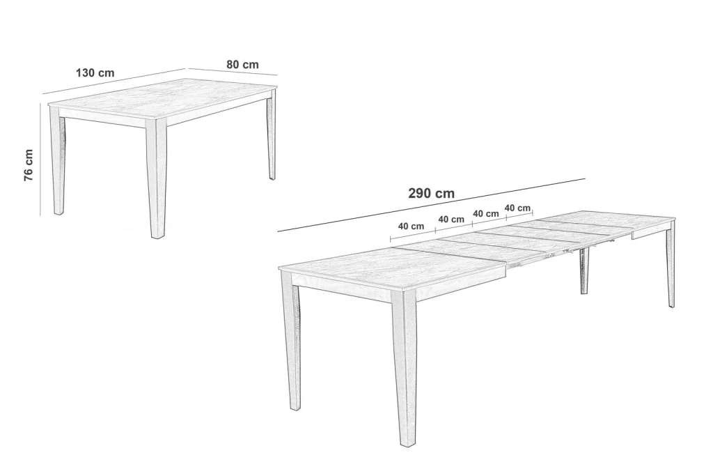 Tavolo Allungabile 130/290x80x76 cm in Melaminico Big Antracite - Image 4