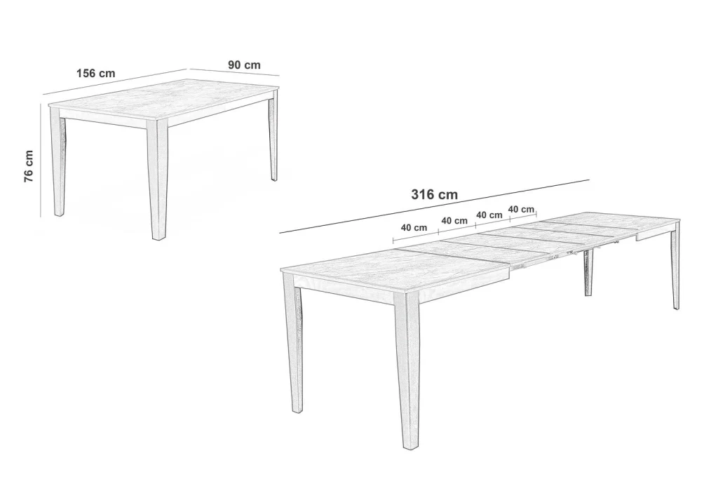 Tavolo Allungabile 156/316x90x76 cm in Melaminico Big Bianco - Image 5