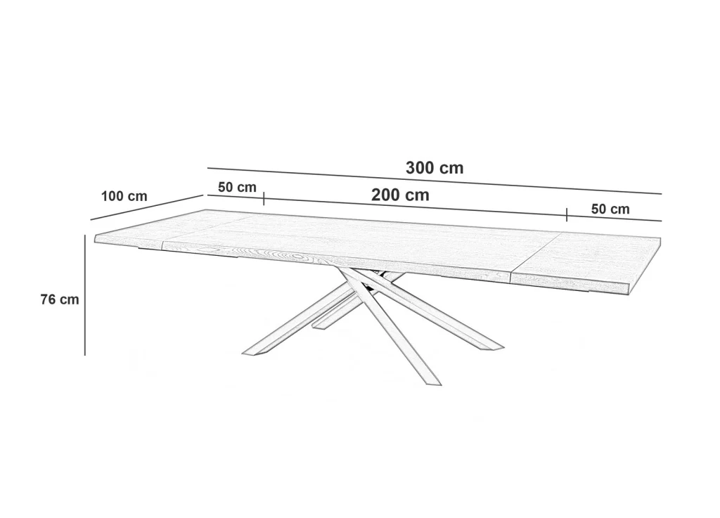 Tavolo Allungabile 200/300x100x76 cm in Frassino Spike  Naturale - Image 4