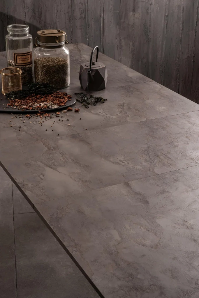 Tavolo allungabile cemento grigio- metallo nero 90 cm x 156- 316 cm H. 76 cm - Image 5