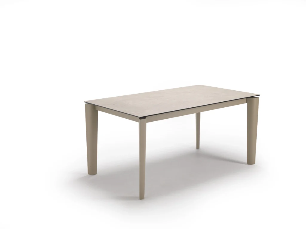 Tavolo Allungabile Horus - Top in ceramica sabbia e struttura in metallo color sabbia - Stones