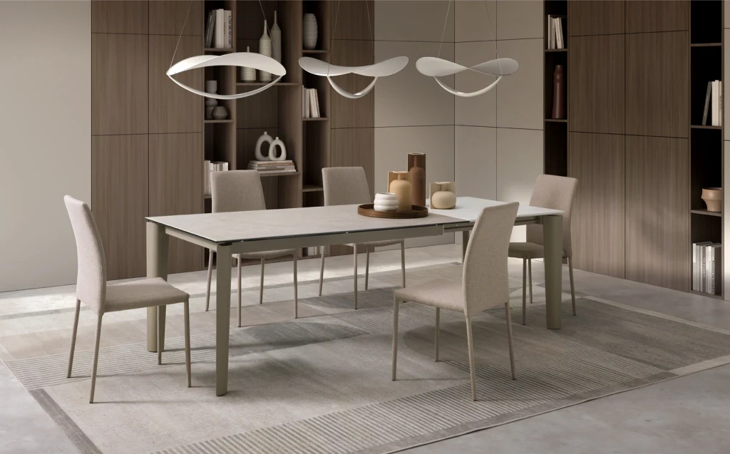 Tavolo Allungabile Horus - Top in ceramica sabbia e struttura in metallo color sabbia - Stones - Image 2