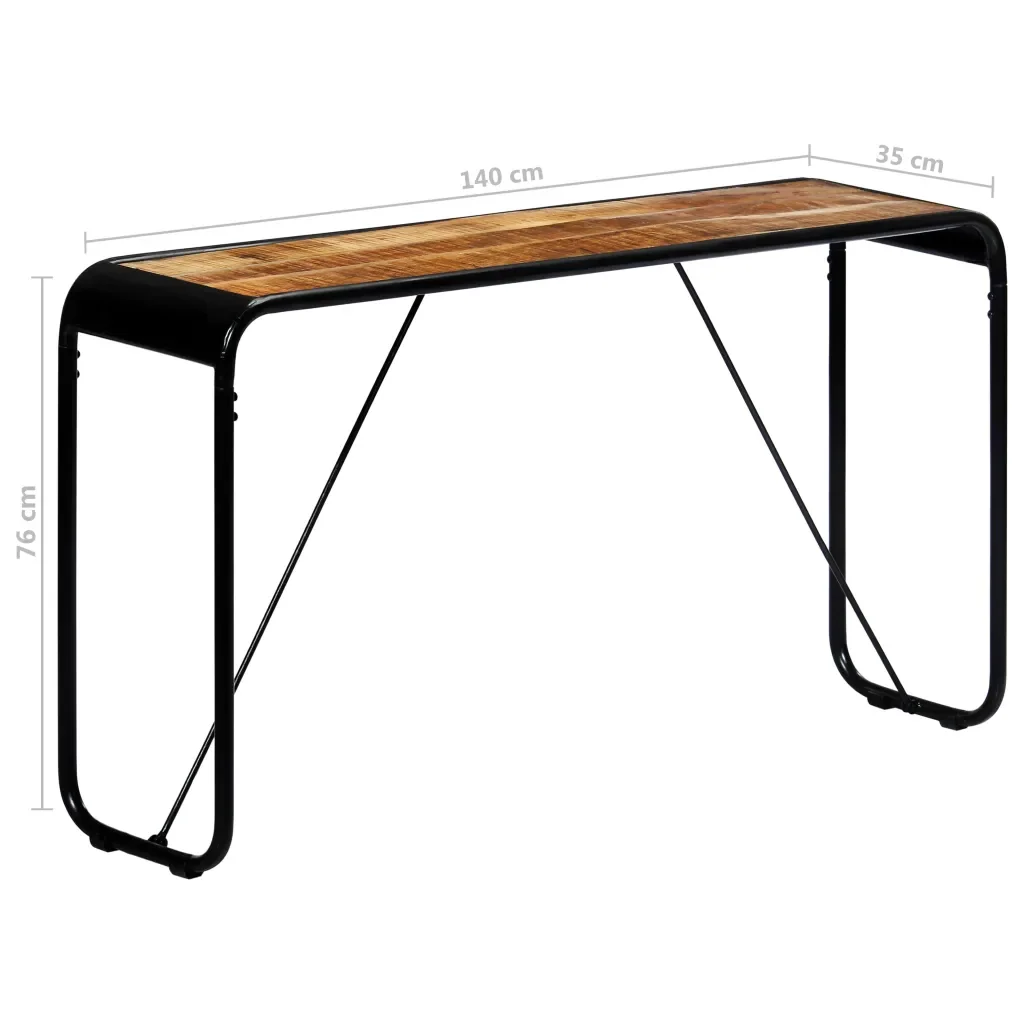 Tavolo Consolle 140x35x76 cm in Legno Massello di Mango Grezzo 247869 - Image 6