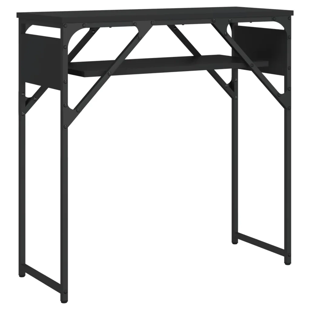 Tavolo Consolle con Ripiano Nero 75x30x75cm Legno Multistrato 837797 - Image 2