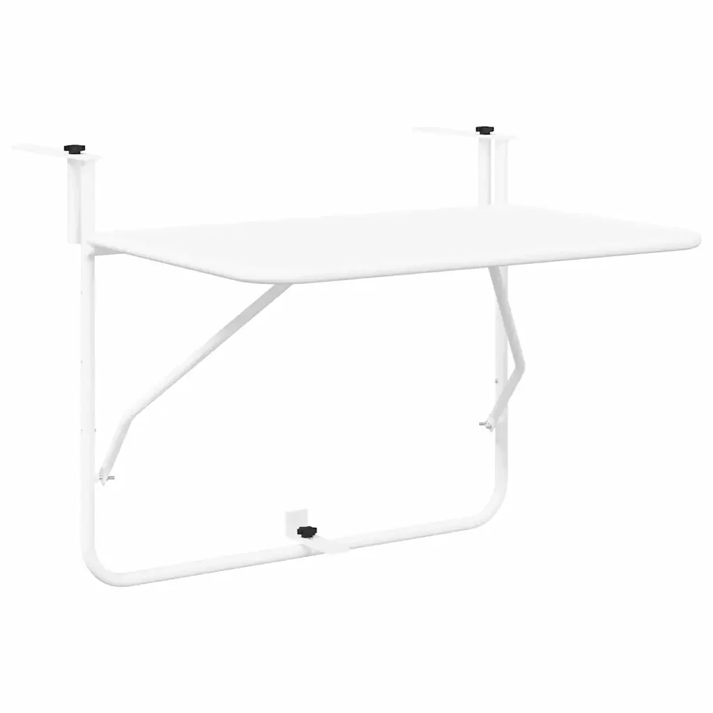 Tavolo Appeso da Balcone Bianco 60 x 39 x 65 cm Acciaio 42008074 - Image 2