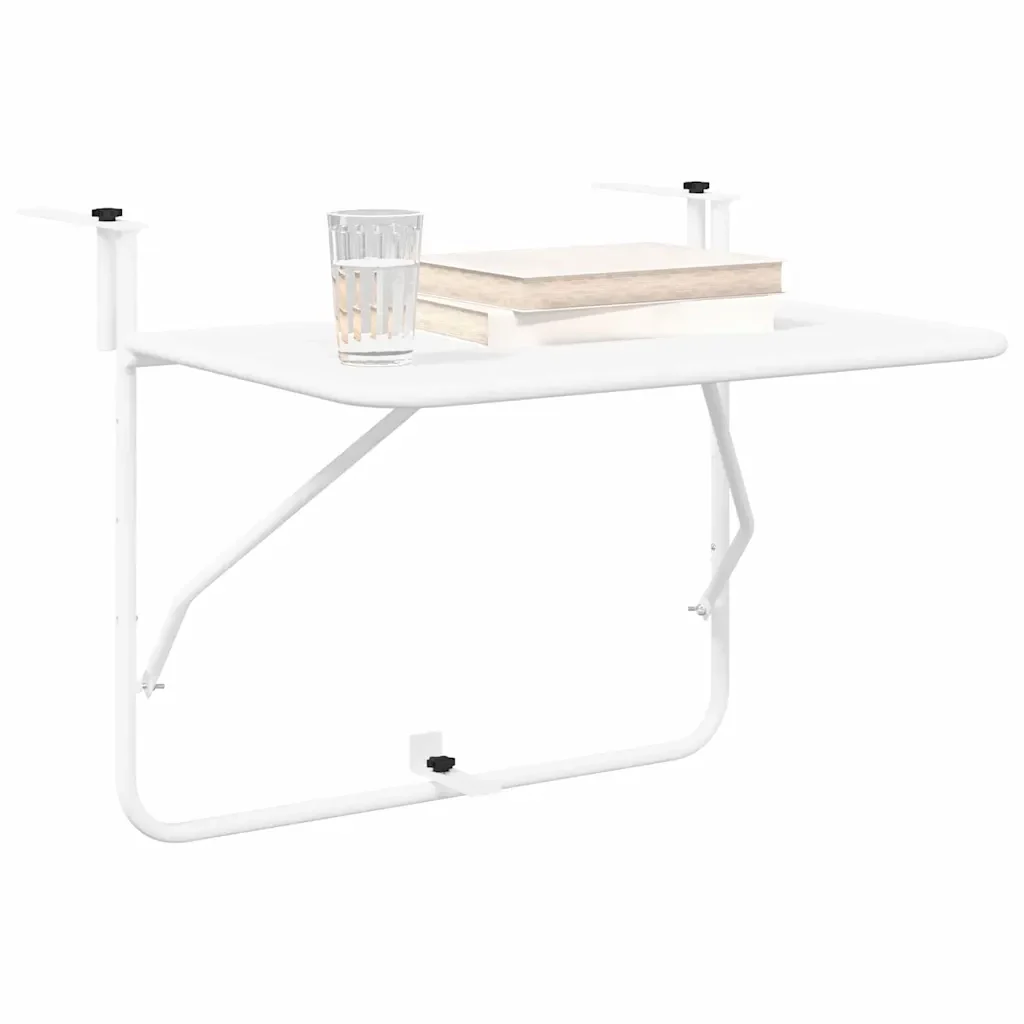 Tavolo Appeso da Balcone Bianco 60 x 39 x 65 cm Acciaio 42008074 - Image 3