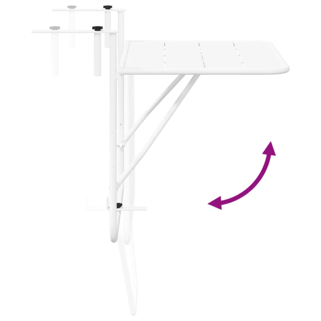Tavolo da Balcone Pieghevole White 60x40 cm in Acciaio - Image 10