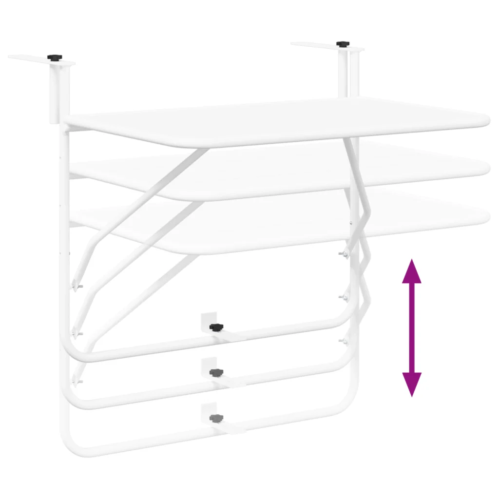 Tavolo da Balcone Pieghevole White 60x40 cm in Acciaio - Image 9