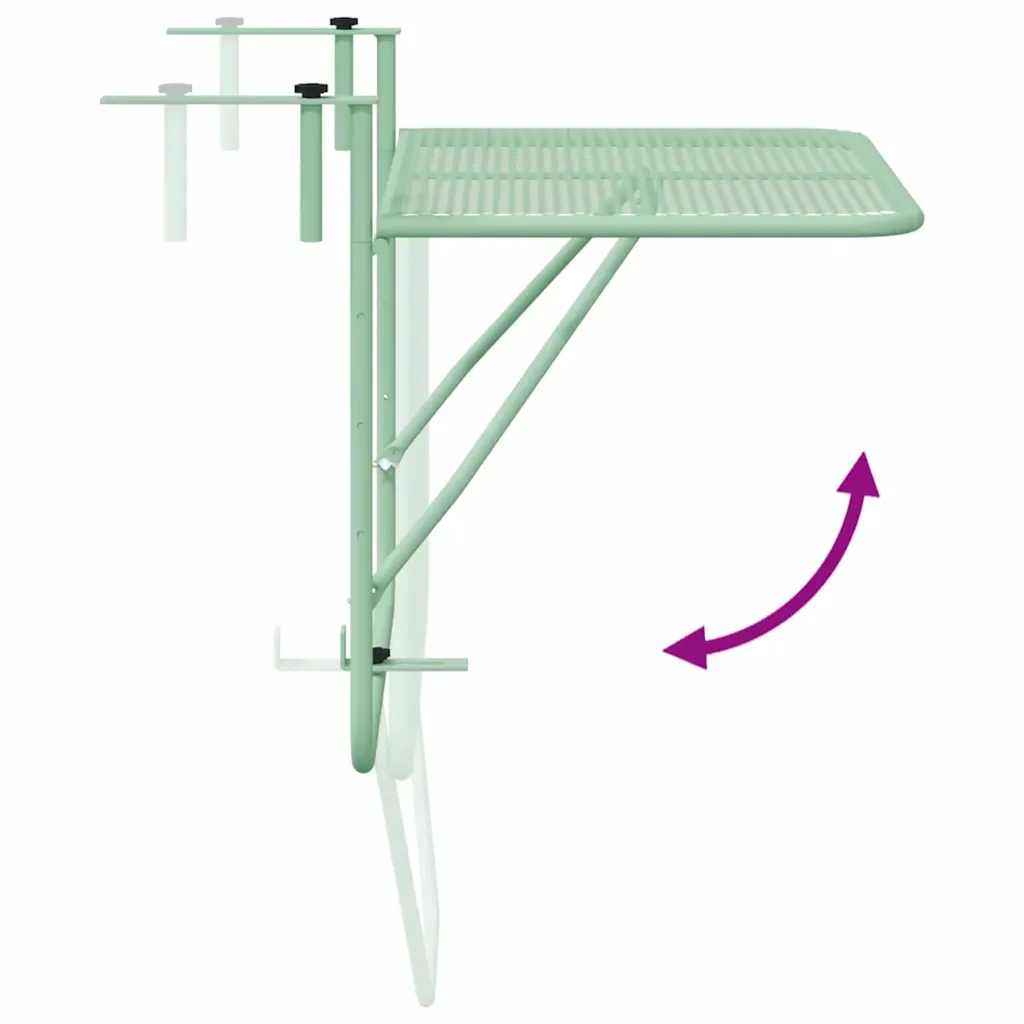 Tavolo Appeso da Balcone Verde menta 60 x 39 x 65 cm Acciaio 42008080 - Image 10