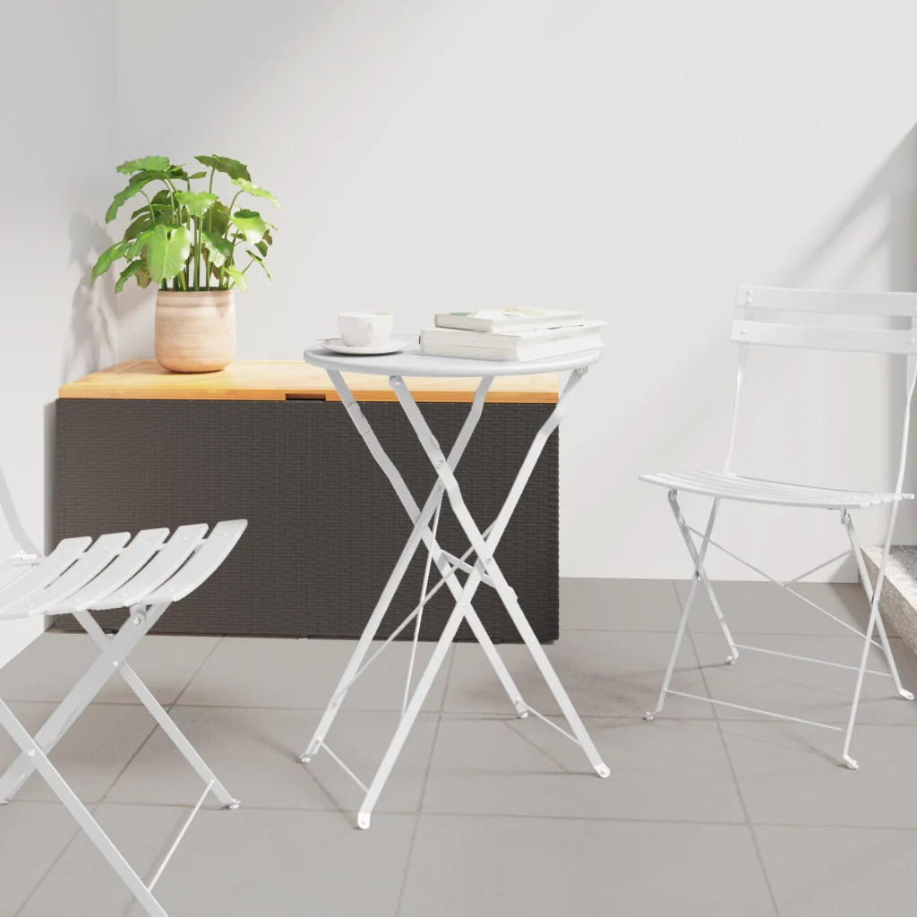 Tavolo da Bistrot Pieghevole Bianco Ã˜50x71 cm in Acciaio Verniciato