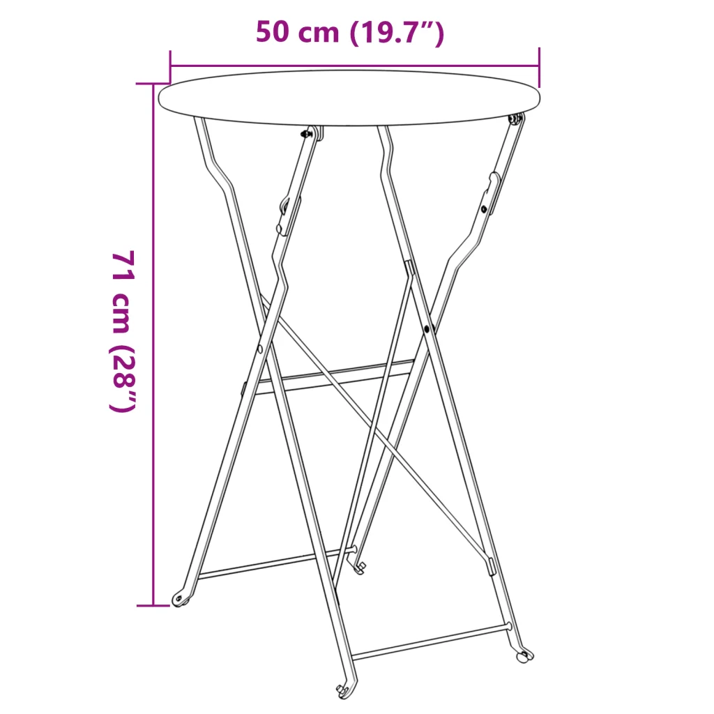 Tavolo da Bistrot Pieghevole Bianco Ã˜50x71 cm in Acciaio Verniciato - Image 10