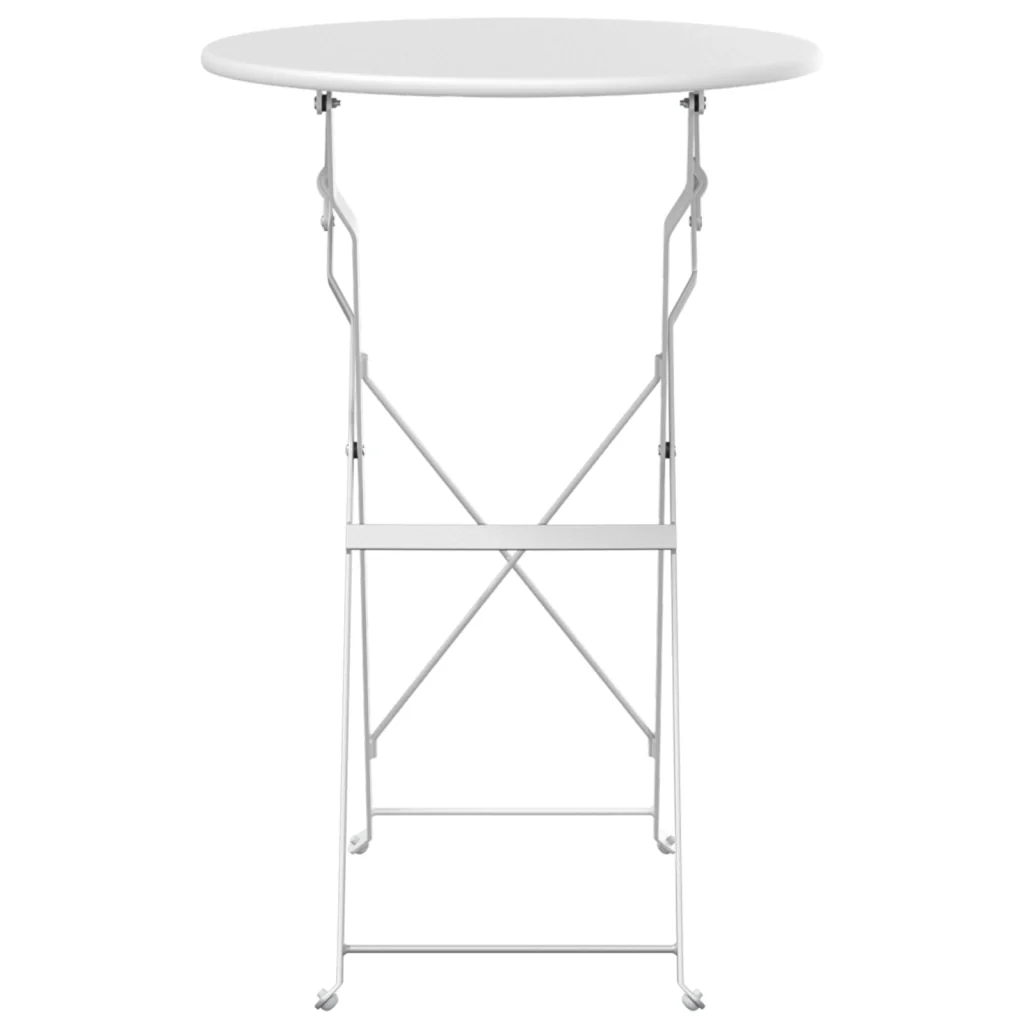 Tavolo da Bistrot Pieghevole Bianco Ã˜50x71 cm in Acciaio Verniciato - Image 4